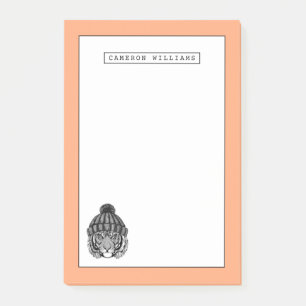 Winter Fashion Ready Tiger   Add Your Name Post-it Notes