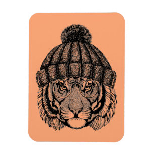 Winter Fashion Ready Tiger Magnet