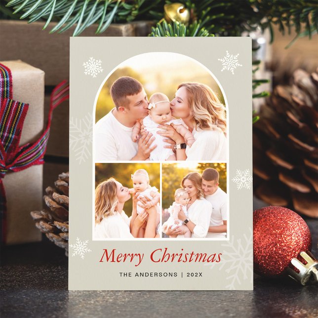 Winter Festival 3 Photo Modern Merry Christmas Holiday Card (Creator Uploaded)