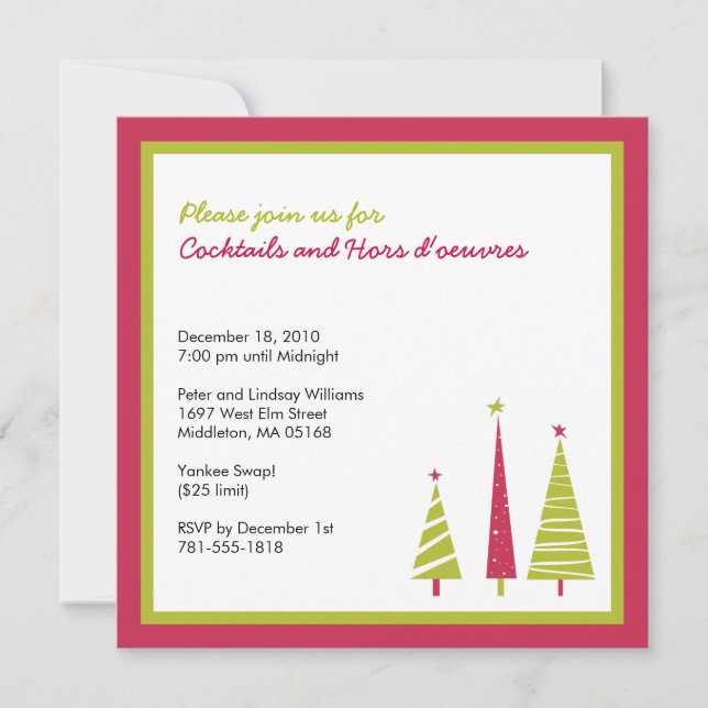 Winter Festive Trees | Holiday Invitation (Front)