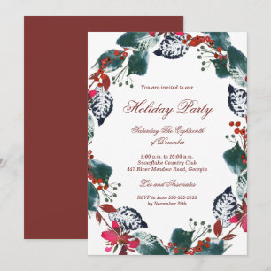 Winter Festive Wreath Christmas Party Invitation
