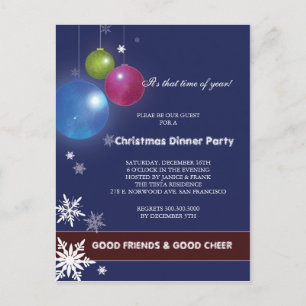 Winter Festivity Holiday Dinner Party Invitation Postcard
