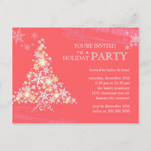 Winter Festivity Pink Holiday Party Invitation Postcard