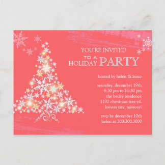 Winter Festivity Pink Holiday Party Invitation Postcard