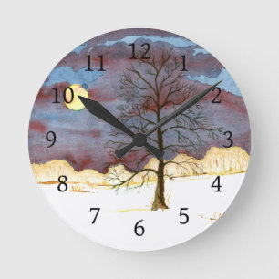 Winter Field Round Clock