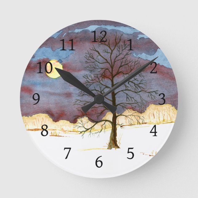 Winter Field Round Clock (Front)