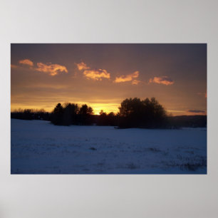 Winter Field Sunset Poster