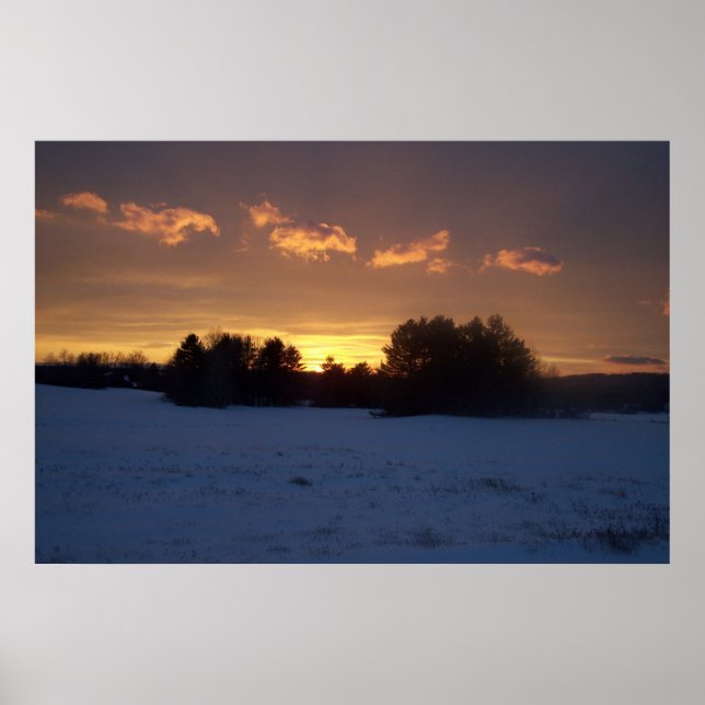 Winter Field Sunset Poster (Front)