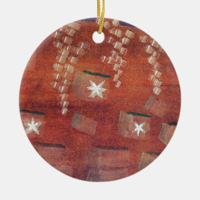 Winter, fine art painting ceramic tree decoration (Front)
