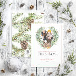 Winter Fir Cone Berry Wreath Merry Christmas Photo Holiday Card<br><div class="desc">Looking for a beautiful, simple, and elegant holiday card? Look no further than our Festive Winter Fir Cone Berry Merry Christmas Photo Holiday Card! This stunning card features a modern and winter greenery wreath beautifully decorated with watercolor artwork of winter fir cones and red berries, surrounding your photo. 'Merry Christmas'...</div>
