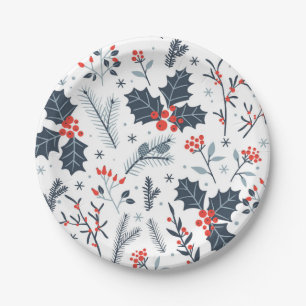 Winter flora paper plate