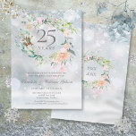 Winter Floral 25th Silver Wedding Anniversary Invitation<br><div class="desc">Featuring a delicate watercolor floral greenery garland on a winter frost background, this chic botanical 25th wedding anniversary invitation can be personalised with your special silver anniversary information. The reverse features a matching floral garland framing your anniversary dates in elegant white text on a winter frost background. Designed by Thisisnotme©...</div>