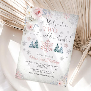 Winter Floral 2nd Birthday Invitation