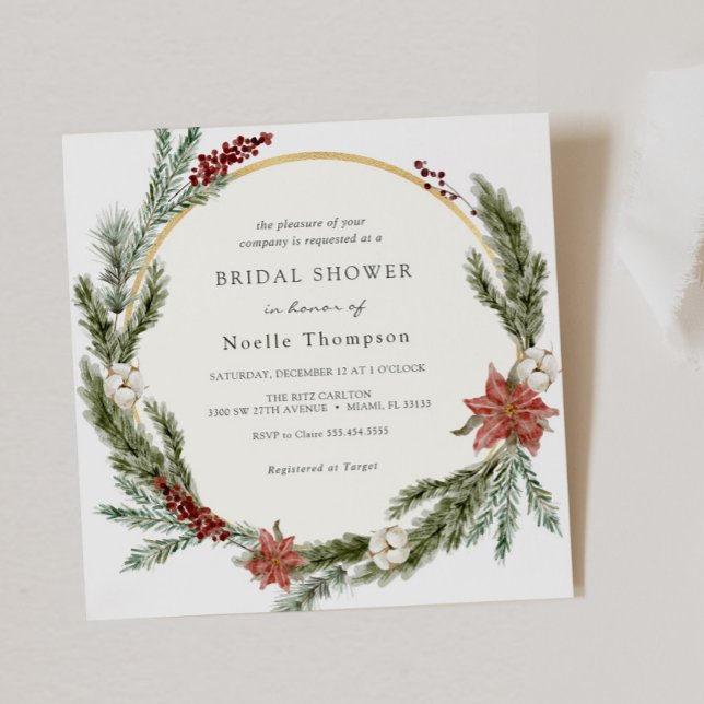 Winter Floral and Greenery Bridal Shower Invitation (Creator Uploaded)