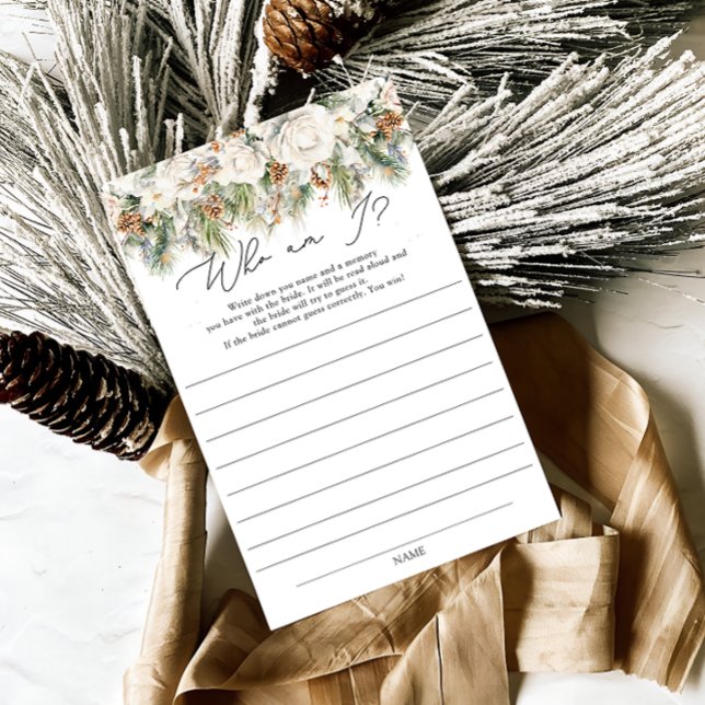 Winter Floral and Pine Who Am I Bridal Shower Game (Creator Uploaded)