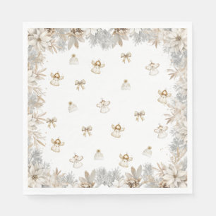 Winter Floral Angels Baby Shower Napkin
