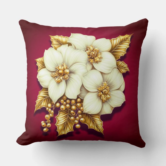 Winter Floral Anniversary Pillow (Front)