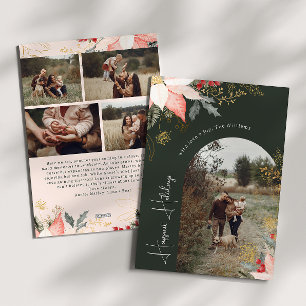 Winter Floral Arch Happiest Holidays Five Photo Holiday Card