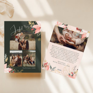 Winter Floral Arch Joyful Four Photo Christmas  Holiday Card