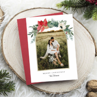Winter Floral Arch Photo Holiday Card