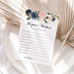 Winter Floral Baby Shower Hopes & Wishes Card