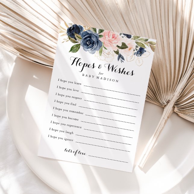 Winter Floral Baby Shower Hopes & Wishes Card (Creator Uploaded)