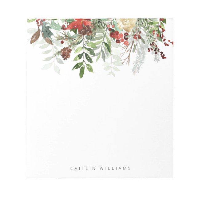 Winter Floral Beauty Personalised Notepad (Front)