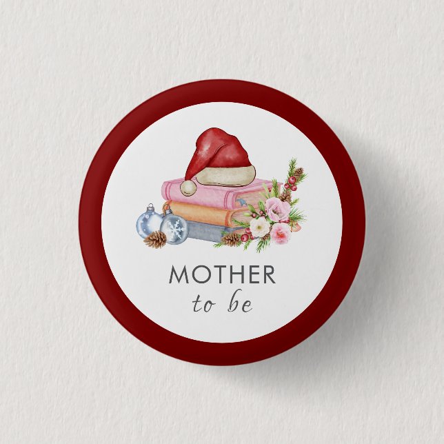 Winter Floral Books Mother To Be Baby Shower  3 Cm Round Badge (Front)