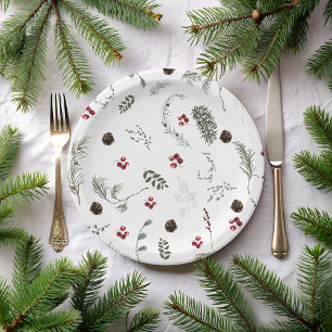 Winter Floral Bridal Shower Paper Plate