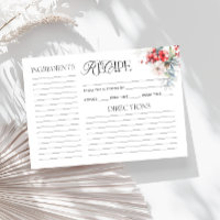 Winter Floral Bridal Shower Recipe Card