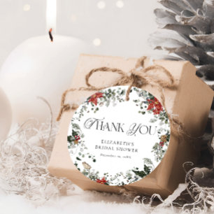 Winter Floral Bridal Shower Thank You Favour Tags