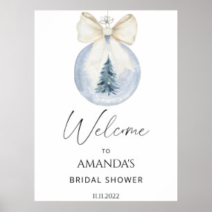 Winter floral bridal shower welcome sign