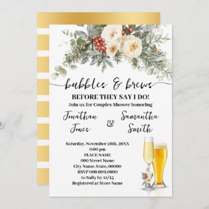 Winter Floral Bubbles & Brews Shower Invitation