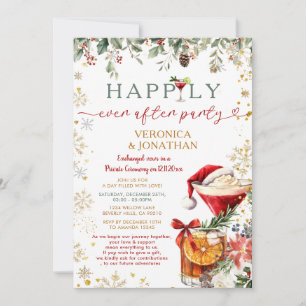 Winter Floral Christmas Happily Ever After Party Invitation