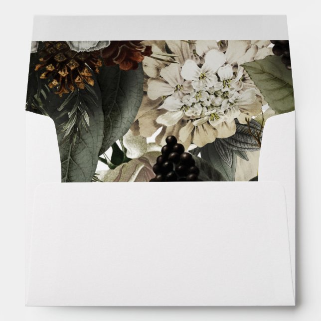winter floral christmas holiday lined envelopes (Back (Bottom))