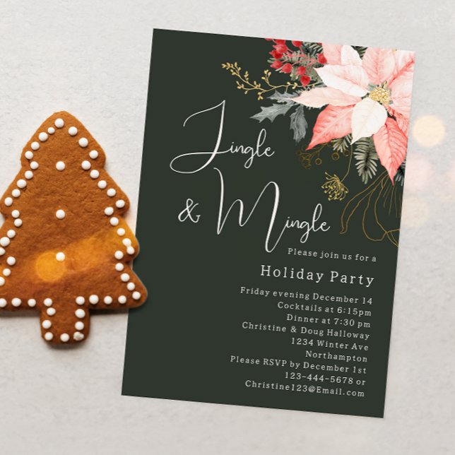 Winter Floral Christmas Jingle & Mingle Party Invitation (Creator Uploaded)