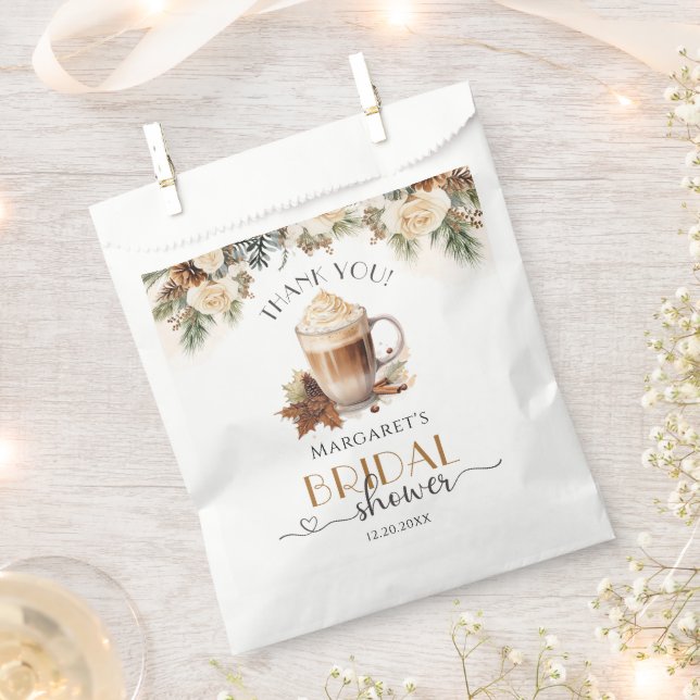 Winter Floral Coffee Bridal Shower Favour Bags (Clipped)
