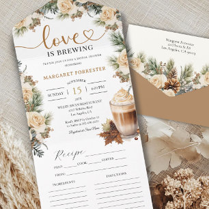 Winter Floral Coffee Bridal Shower Recipe All In One Invitation