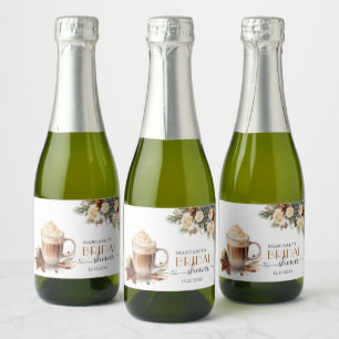 Winter Floral Coffee Bridal Shower Sparkling Wine Label