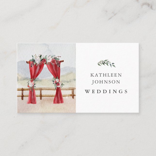 Winter Floral Curtain Backdrop Wedding Stylist Business Card (Front)