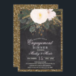 Winter Floral Engagement Dinner Invitation<br><div class="desc">Winter Floral Glitter Chalk Chalkboard Engagement Invitation

Floral artwork by: www.createthecut.com</div>