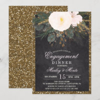 Winter Floral Engagement Dinner Invitation