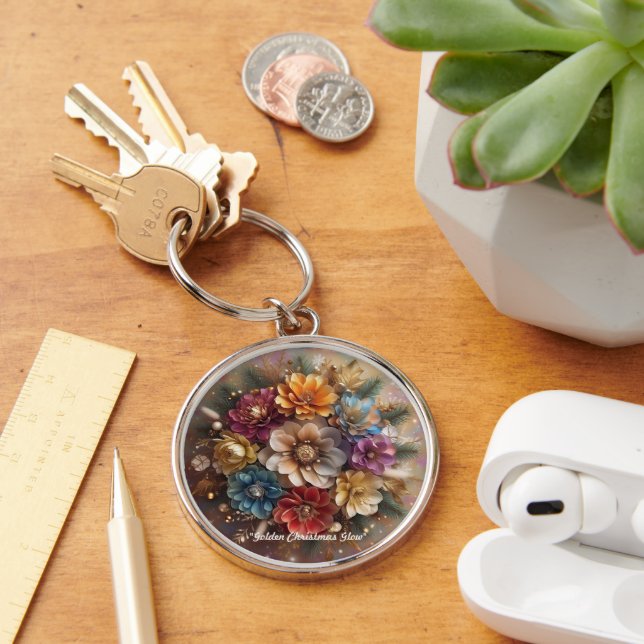 "Winter Floral Fantasy" Key Ring (Desk)