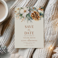 Winter Floral Flowers Pine Tree Cone Wedding