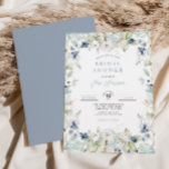 Winter Floral Frame Bridal Shower Invitation<br><div class="desc">Celebrate the bride-to-be with this winter themed bridal shower invitation featuring a soft blue watercolor floral frame.</div>