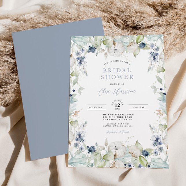 Winter Floral Frame Bridal Shower Invitation (Creator Uploaded)