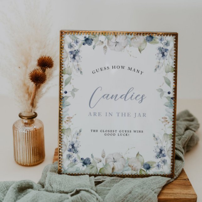 Winter Floral Frame Guess How Many Bridal Shower Poster (Creator Uploaded)