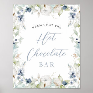 Winter Floral Frame Hot Chocolate Bridal Shower Poster