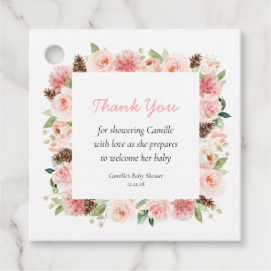 Winter Floral Girl Baby Shower Thank you Favour Tags