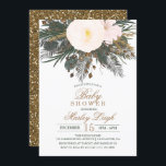 Winter Floral Glitter Baby Shower Invitation<br><div class="desc">Winter Floral Chalkboard Glitter Baby Shower Invitation

Floral graphics by: www.createthecut.com</div>